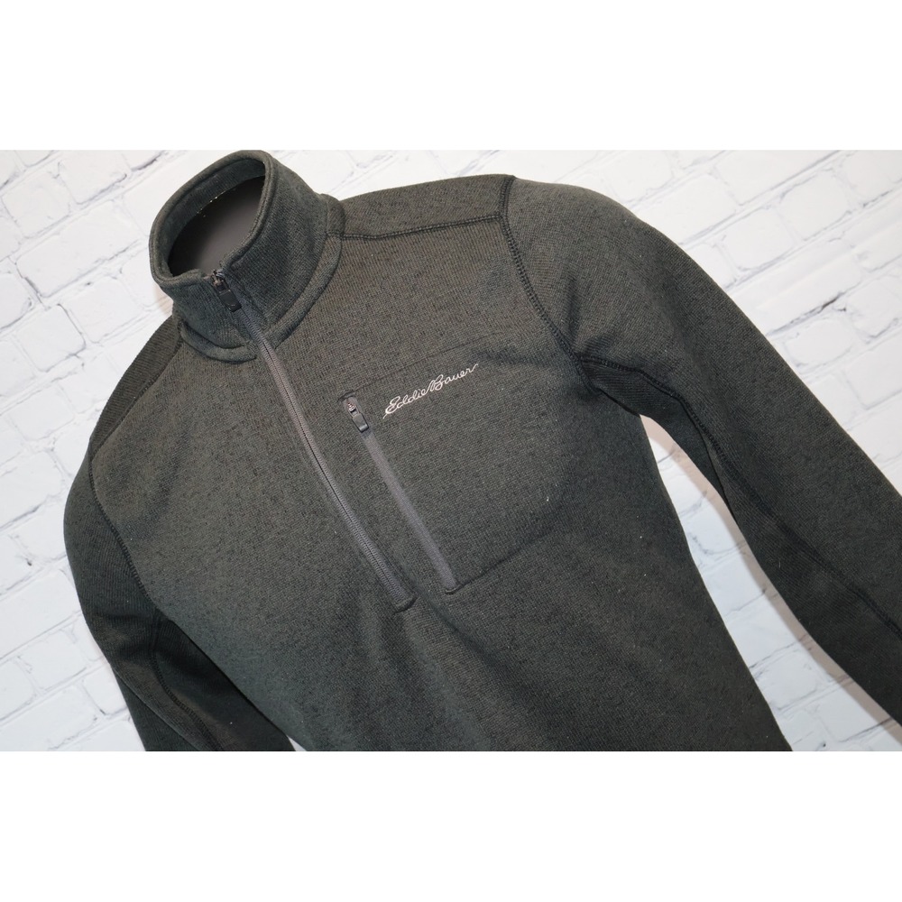 Eddie Bauer Pullover 1/4 Zip Mens Small Gray Sweater Fleece Pocket